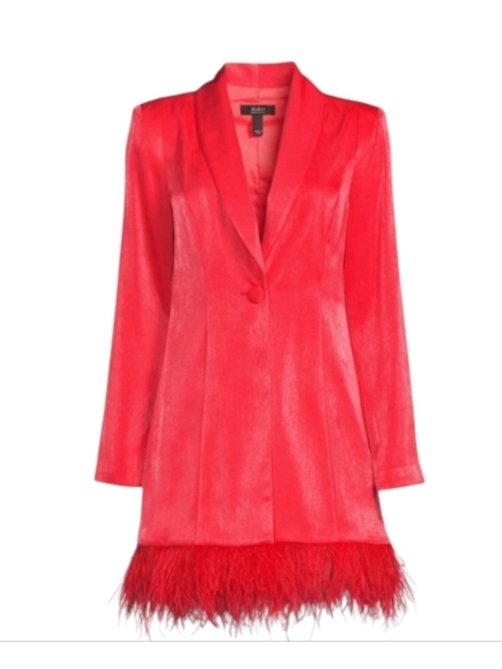 Aidan Mattox Red Satin Feather-Hem Jacket Dress